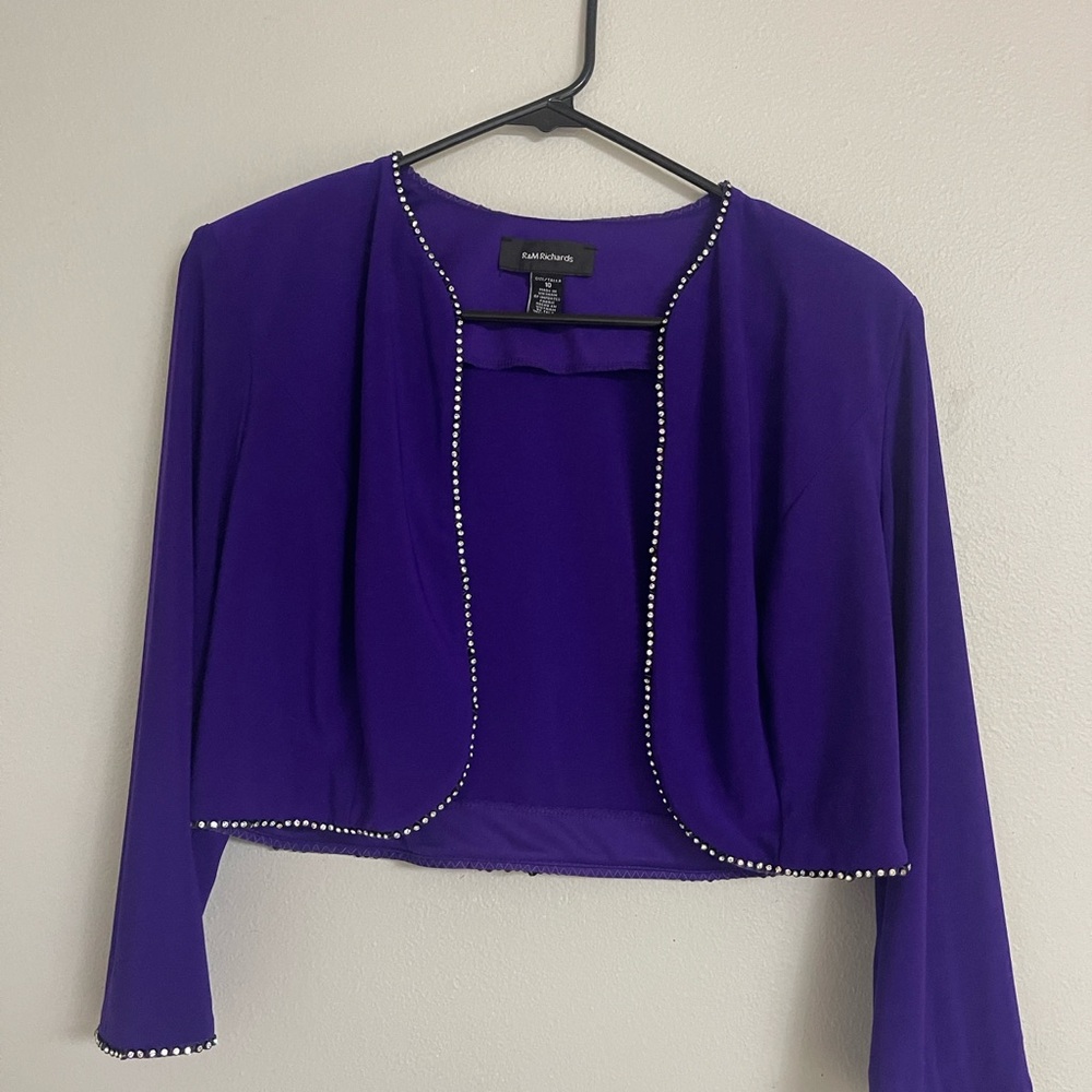 Purple Cropped Jacket with Beaded Trim